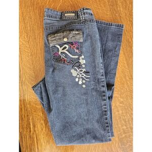 Rocawear Jeans Womens Size 18 Blue Bootcut Embroidered Pocket Denim Y2K Style